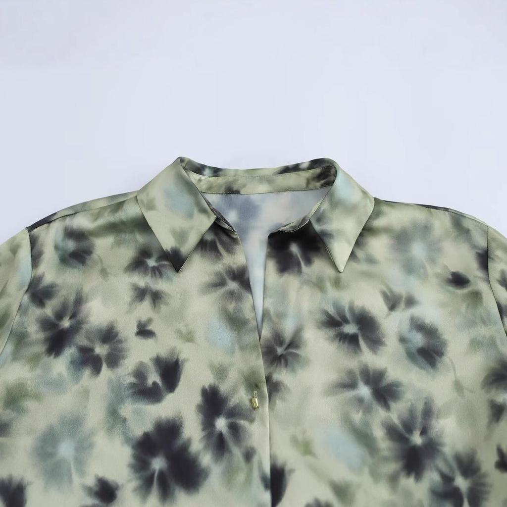 2025 Spring Women's European & American Fashion Silk Satin Classic Shirt