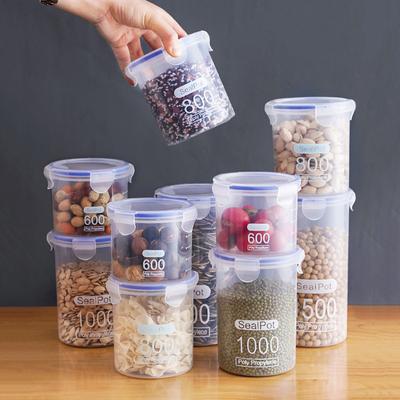 Grenzüberschreitender Transparenter Plastik Frischhalte-Versiegelter Behälter Lebensmittelvorratsbehälter Küche Getreidevorratsbox Aufbewahrungsbehälter mit Deckel