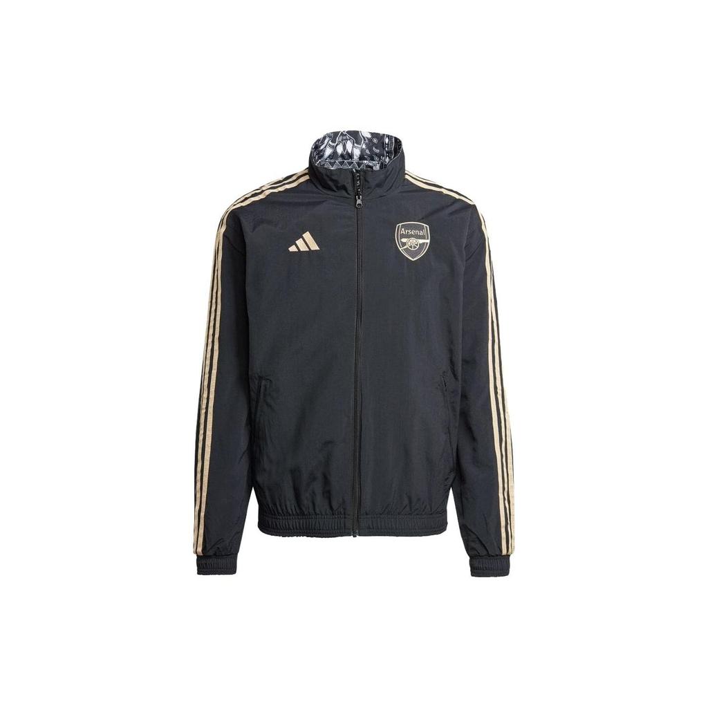 Adidas Casual Striped Collar Zip-Up Long Sleeve Jacket Men Jacket Black IP1607