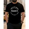 European Sizes Plus Size Men'S T-Shirt - Soft, Breathable Black Crew Neck with Psalm 91 Graphic, Ideal for Faith-Based Casual Wear