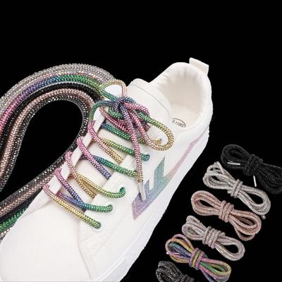 1 STK Runde Schnürsenkel mit Strasssteinen Regenbogen Glänzende Schnürsenkel Diamant Sneakers Schnürsenkel DIY Hosen Kleid Gürtel Schuh Zubehör