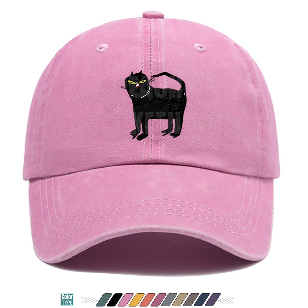 pc Black Cat Print Pattern Baseball Cap Creative Personalized Graffiti Design Trendy Fashion Street Style Unisex Adjustable H