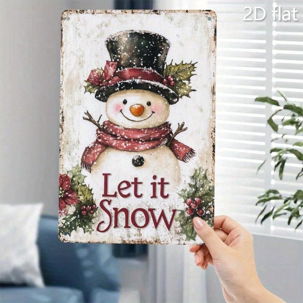 

Vintage Flower Snowman Metal Tin Sign 8x12 Inch, Let The Snow Come Down Text, Waterproof Iron Wall Art for Home Office Bar Garage Decor 20x30 разноцветный