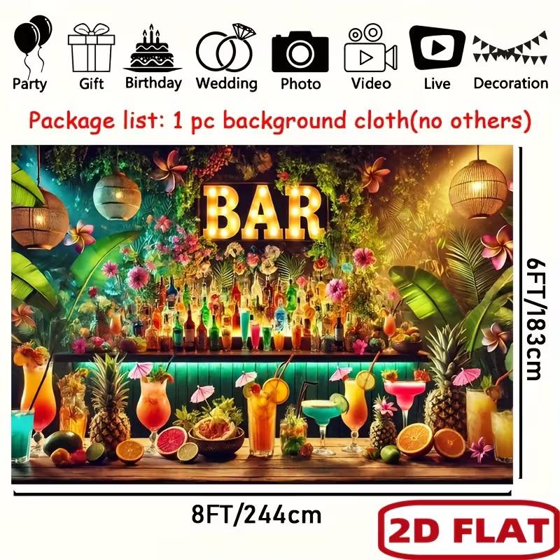 2D Summer Beach Bar Background Cloth Colorful Drinks Photo Booth Prop