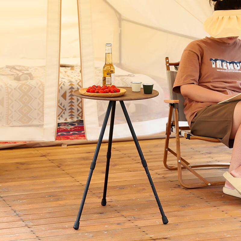 ZISIZ Outdoor Camping Round Table with Lamp Pole