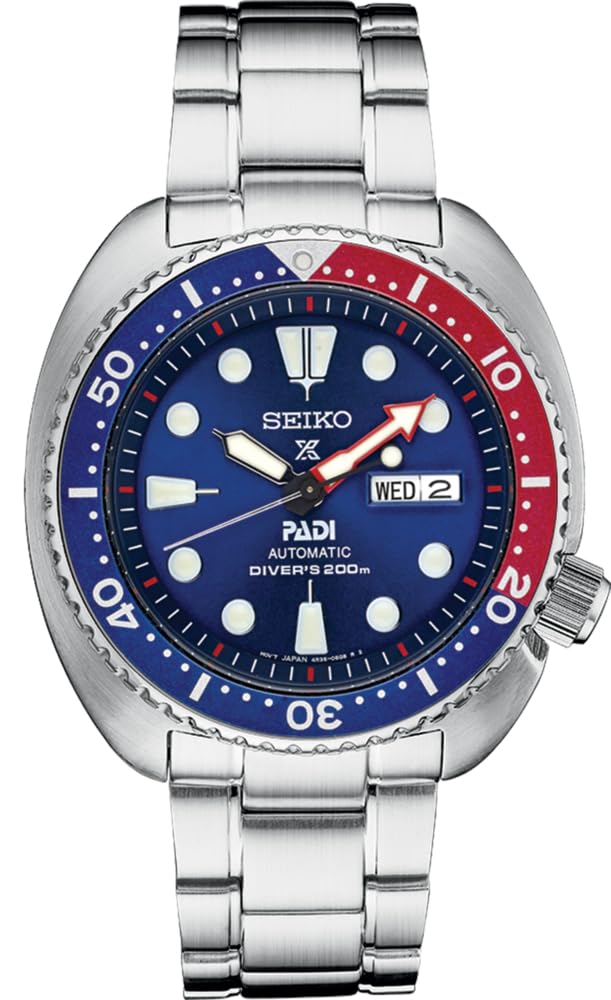Seiko SRPE99 Automatic Dive Watch for Men Prospex PADI Special Edition LumiBrite Elapsed Timing Bezel Water Resistant To Blue - - Hands, - 200m, -