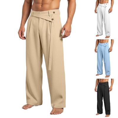 Men's Cotton-Linen Summer Straight-Leg -Color Casual Trousers