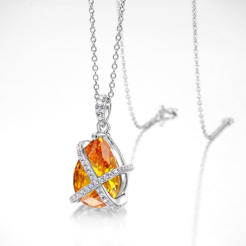 Cross-border Jewelry S925 Silver Pear Pendant Gold Ice Cut High Carbon Diamond Necklace Atmospheric Luxury