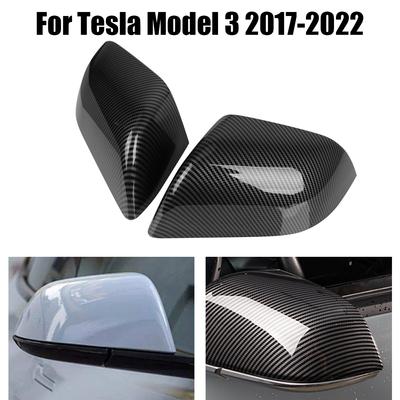 Accessoires de voiture pour Tesla Model 3 2017-2022 Couvercle de rétroviseur latéral ABS Couvercle de rétroviseur de remplacement en fibre de carbone