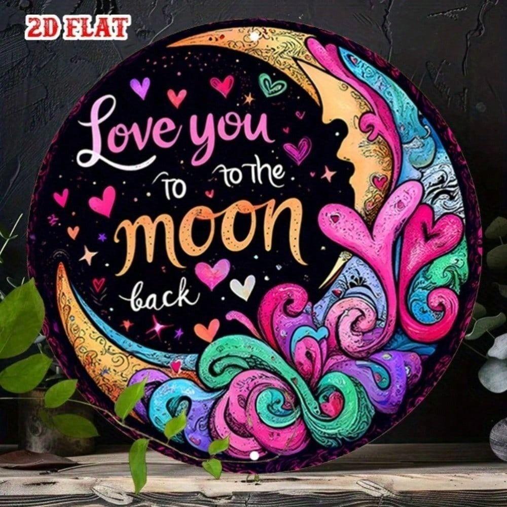 Round Moon Stars Aluminum Metal Wall Art Poster Decor