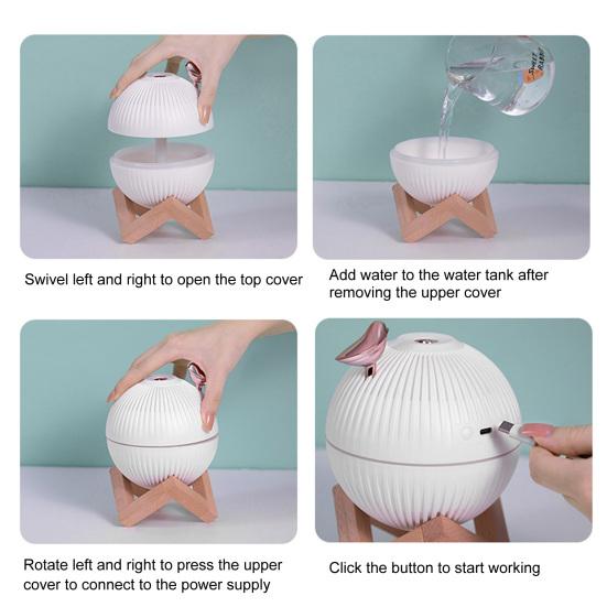 330ml USB Humidifier Creative Stellar Shape PP Low Noise Novelty Bird Air Dampener for Living Room