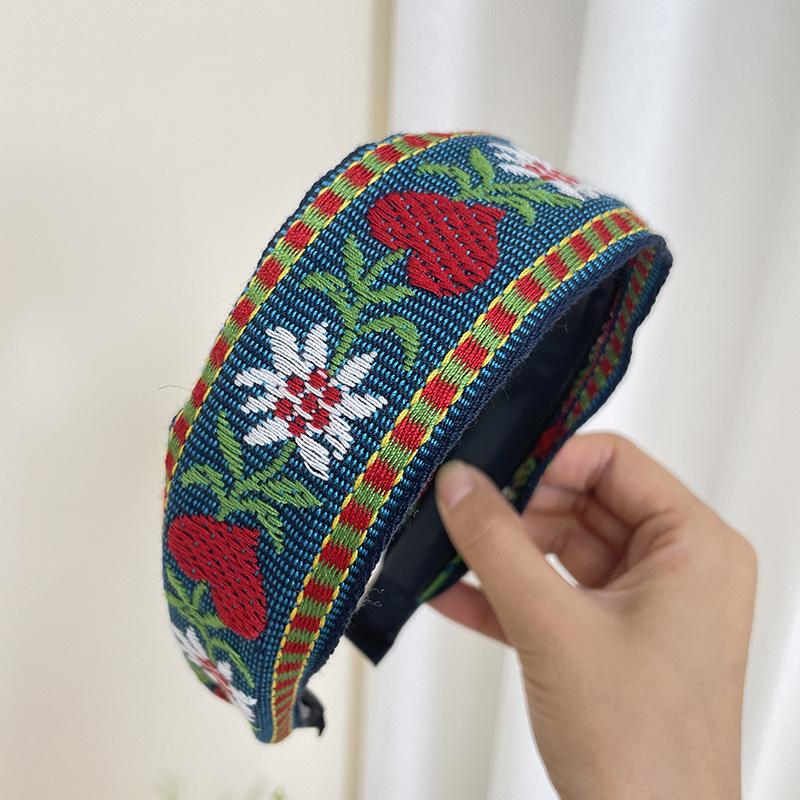 Bøhmisk Stil Broderi Pannebånd Etnisk Bredbremmet Hårbøyle Blad Blomstermønster Hårtilbehør Hodeplagg