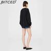 BITCED Women's Early Autumn Patchwork Embroidered Letter Sweatshirt