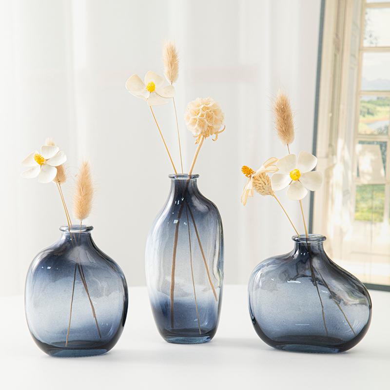 Retro Glass Flower Vase Irregular Transparent Vasen Home Desktop Dinner Table Flower Pot Ornament Decoration Hydroponic Planter