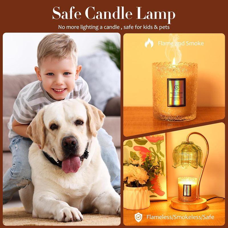 Lampe Chauffante pour Bougie, Lumière Chauffante pour Bougie avec Minuterie et Gradateur, Lampe Chauffante pour Bougie à Hauteur Réglable, Bougies non incluses