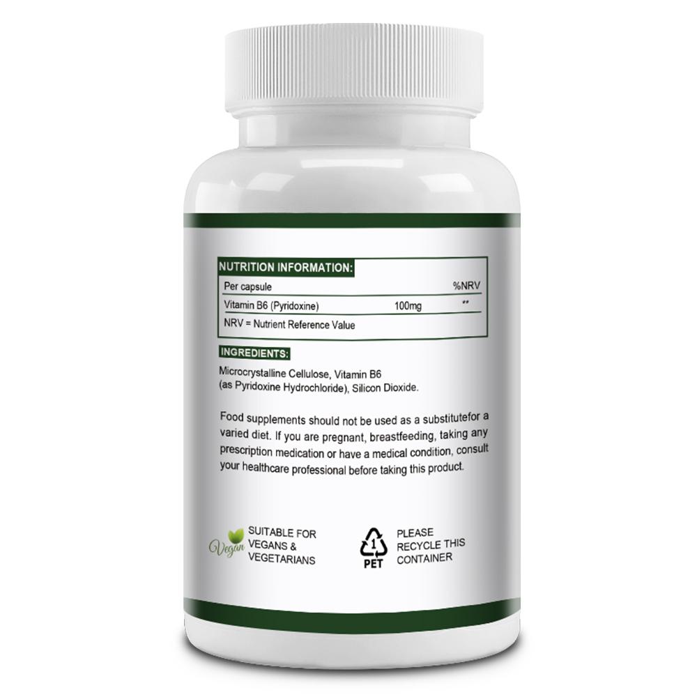 Vitamin B6 (Pyridoxine) 100 Mg Dietary Supplement, 120 Capsules Per Bottle