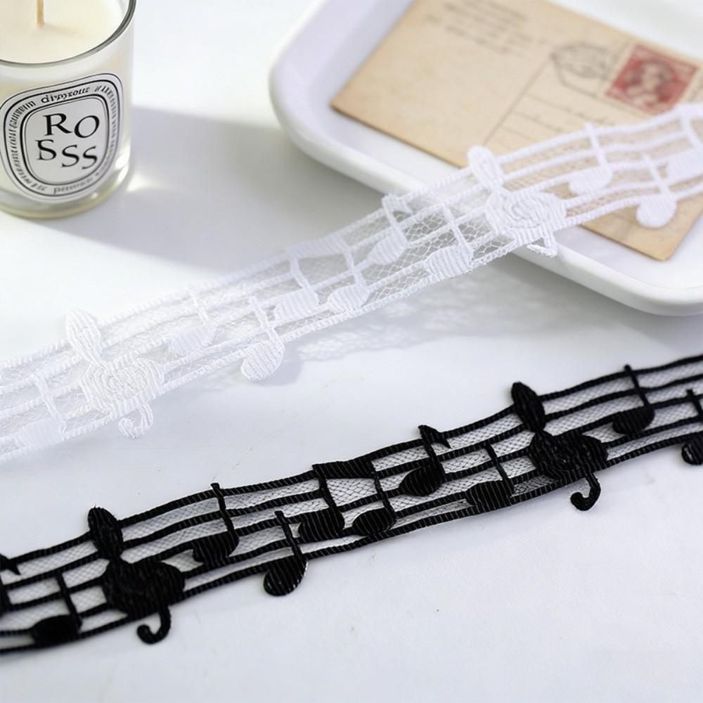 30mm Width Music Note Ribbon Black Polyester Craft Ribbon New Clothing Trim Accessories Birthday