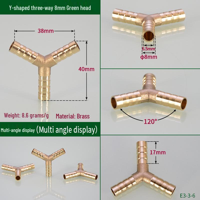 Copper Y-Junction Hose Connector for Soft, Rubber, and Leather Hoses (Sizes: 4mm-19mm)