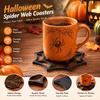 Universal Wooden Coasters Party Desktop Decoration Coaster Table Cup Mat Halloween Spider Web Hollow Heat Resistant Pad