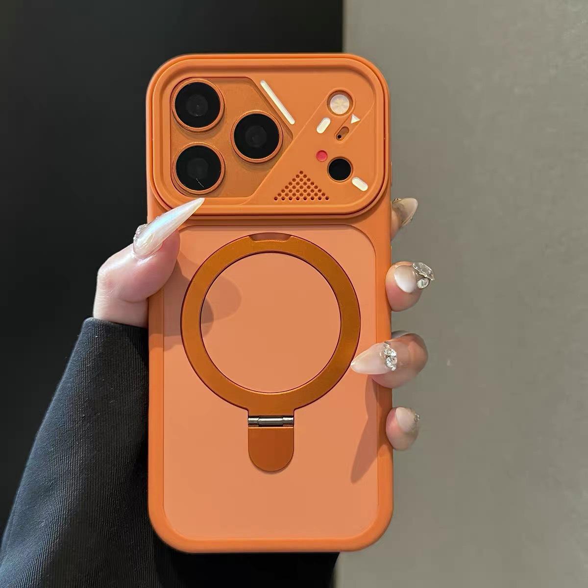 

Apple Mecha Frame Magnetic Bracket Case for iPhone 17 Pro Max/16/15 Pro - Frosted Protection 15 Pro