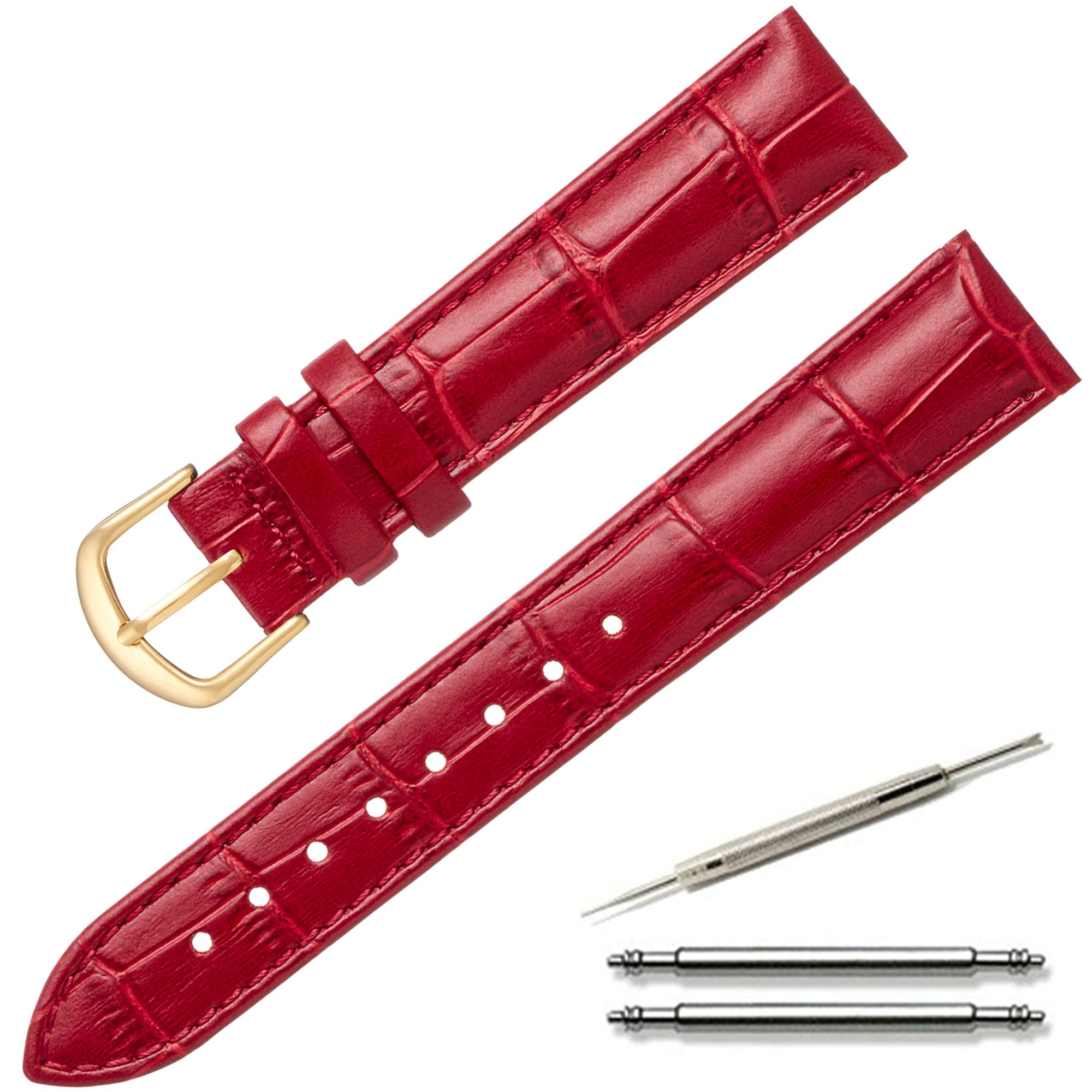 

Calme Watch Strap, Genuine, Crocodile-Embossed, Leather Band, Replacement Strap, 0.5-0.9” (12 - 22 mm),