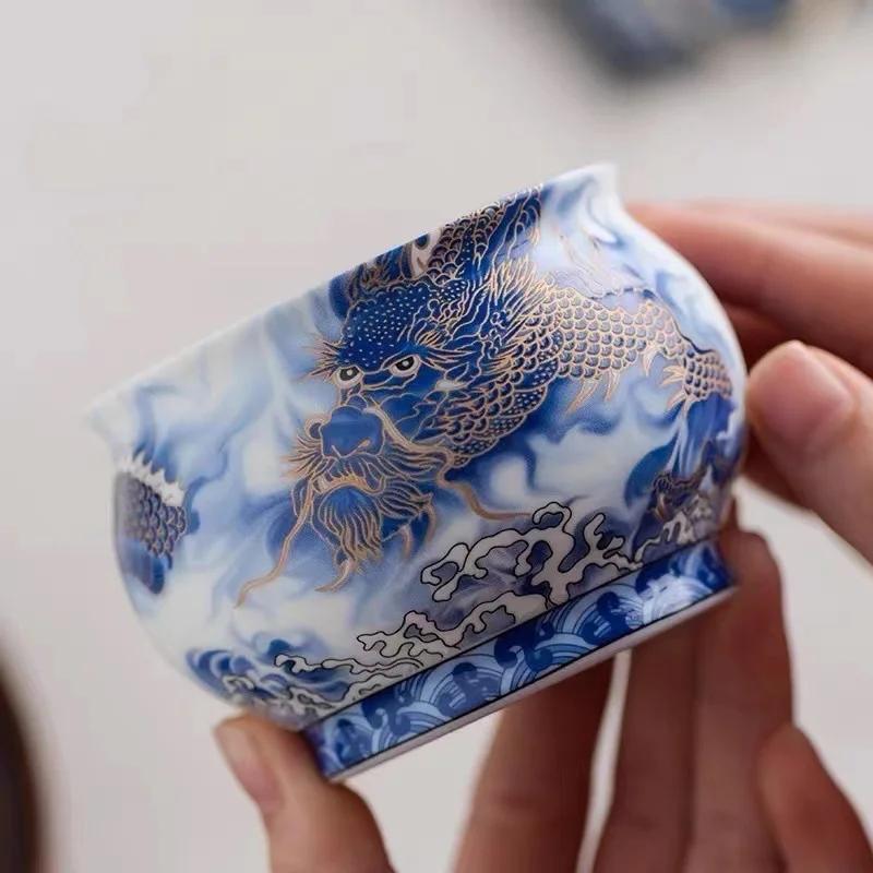 

Handmade Master Cup Ceramic Teacup Ice Jade Porcelain Dragon Shengshi Teacup Office specific Personal Cup Business Gift 175ml