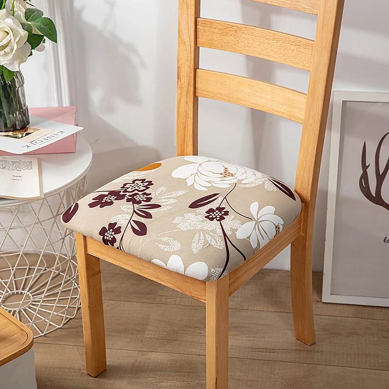 Stretch Printed Chair Seat Cushion Covers For Dining Room Chair Cover For Wedding Banquet Seat Chair Slipcover Home Decor
