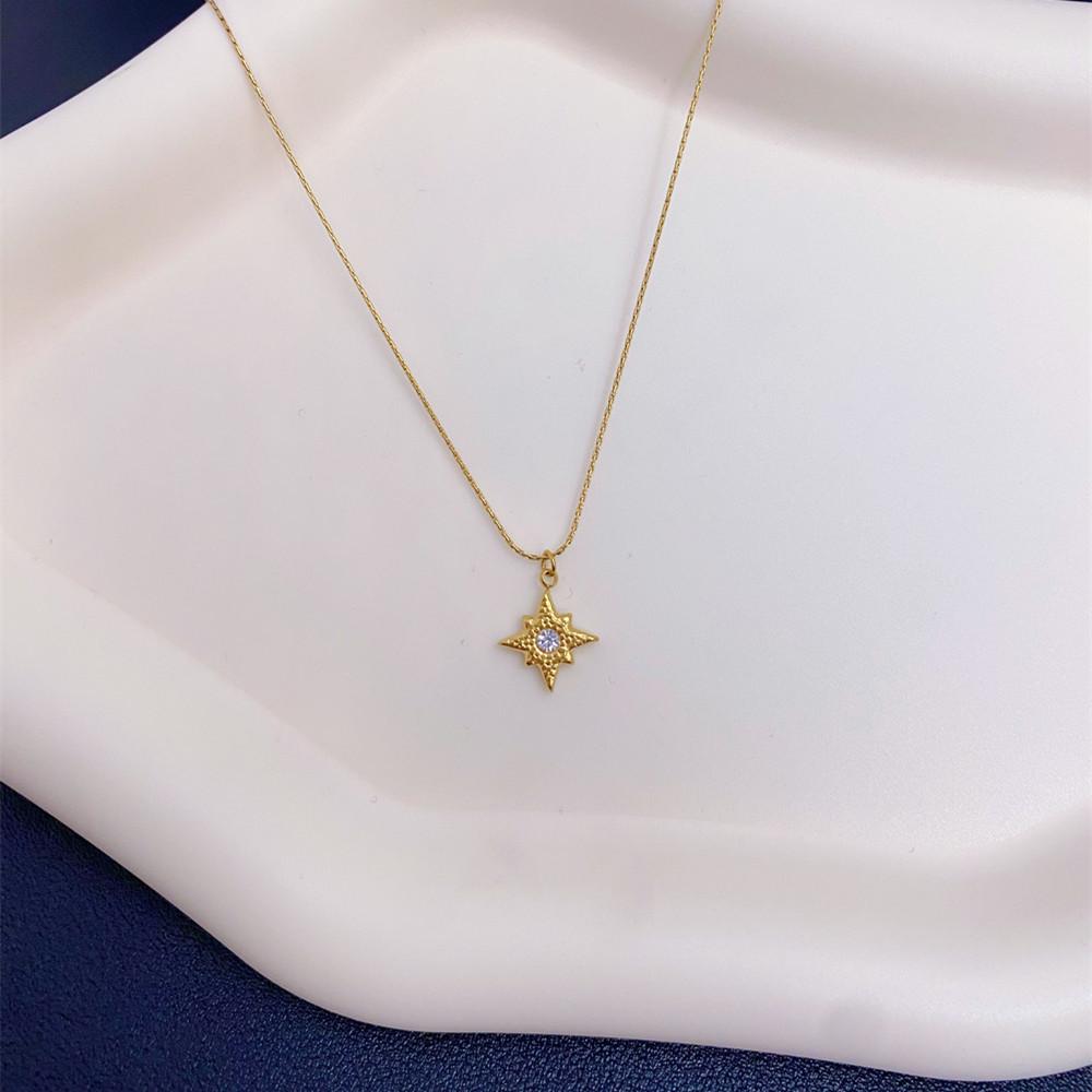 High-End Versatile Titanium Steel Diamond Star Pendant Necklace for Women - Simple Luxury Collarbone Chain