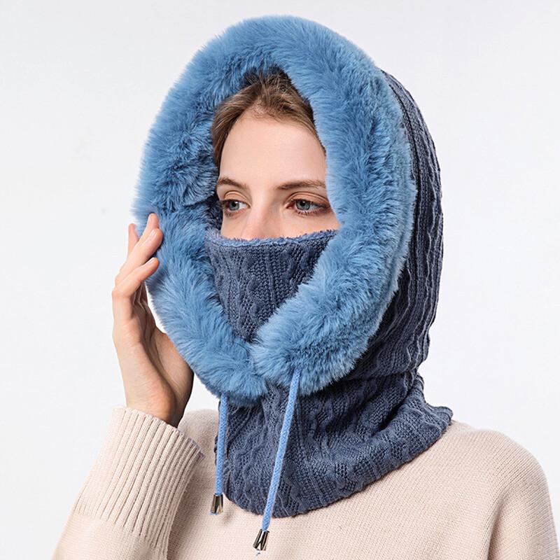 

Women Winter Warm Beanie Hat Scarf Neck Cover Windproof Plush Knitted EarflapCap 8