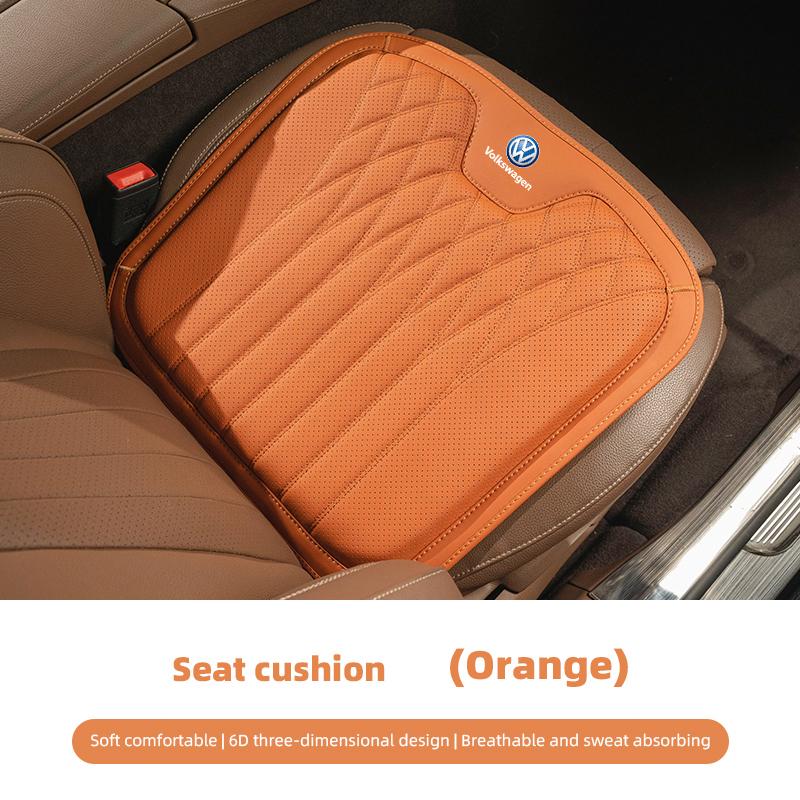 Hijk1 VW Car Leather Seat Cushion Lumbar Cushioning Soft Pad For Volkswagen Polo Golf GTI CC Tiguan Arteon Passat Jetta Touareg ID.3