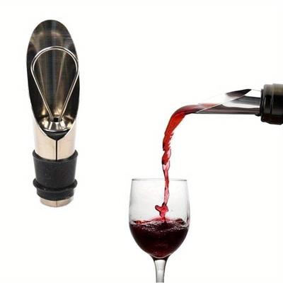 1pc Stainless Steel Wine Pouring Container, Red Wine Preservation Stopper, Wine Bottle Stopper, Wine Extractor