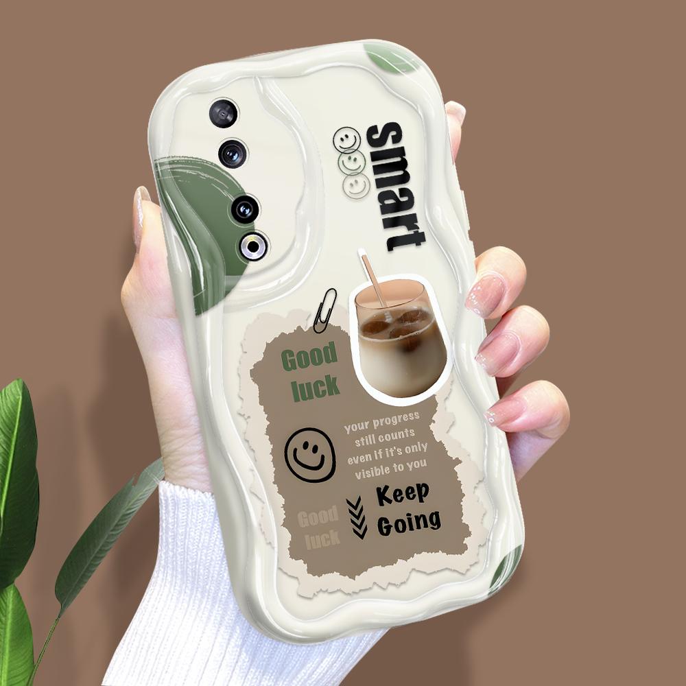 

Милый мультяшный узор, кремовая текстура, мягкий силиконовый чехол с волнистыми краями, чехол для телефона для Huawei Honor Infinix Tecno iPhone iPhone SE 2022 белый