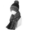 Winter Warm Color Block Knit Scarf Hat Two Piece Set