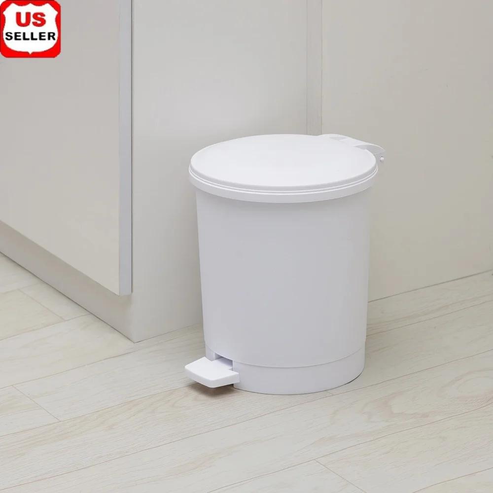 

Round Plastic Step Trash Can 1.5 Gallon Indoor Wastebasket with Built-in Liner Soft Close Lid Kitchen Bathroom Office United States