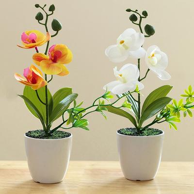 3D Orchidee Künstliche Schmetterling Orchidee Bonsai mit Topf Simulation Schmetterling Orchidee Bonsai Gefälschte Blume Hochzeit Dekoration flores
