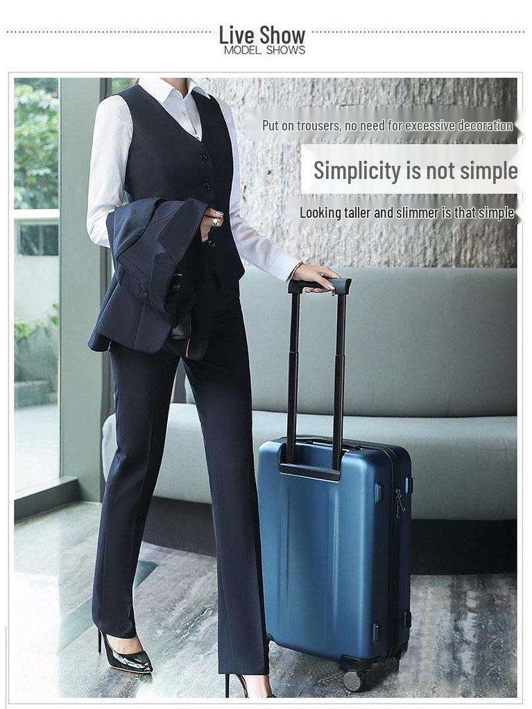 Women's Professional Navy & Black Elastic Suit Trousers