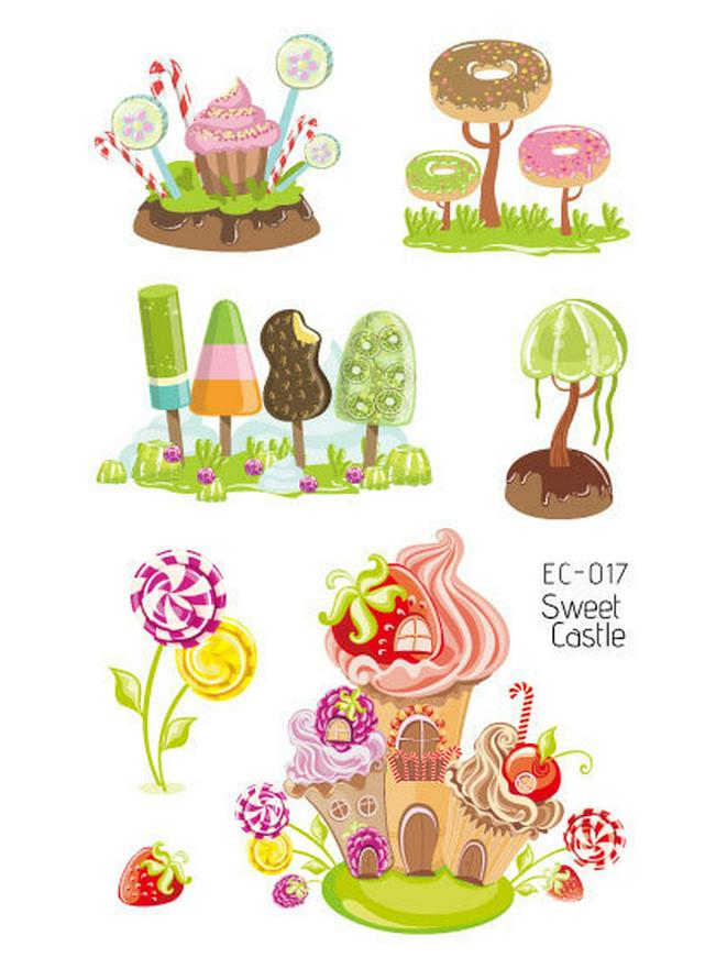 Wasserdichte Niedliche Eis & Donut Tattoo Aufkleber für Kindergeburtstage