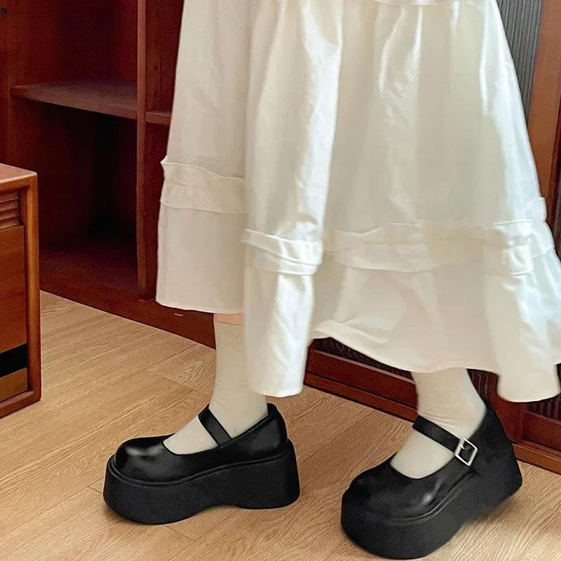 Fashion Women Shoes High Heel Pumps Platform Women Mary Jane Shoes Fashion Shallow Round Toe Shoes New Outdoor Street Style Single Shoe