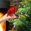 12Pcs With Clips Artificial Christmas Flowers Multi-color Multi-functional Glitter Xmas Tree Ornaments with Stems High-quality