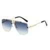 Oversized Double Bridge Sunglasses Square Frame Rimless Men's Shades UV Protection Frameless Street Shooting Eyewear