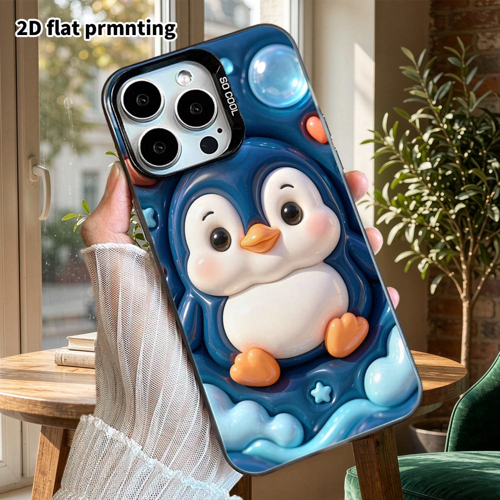 Phone case: 2D flat design, suitable for iPhone 18 17 16 15 14 13 Pro protective case, little penguin, perfect Christmas and Halloween holiday gift