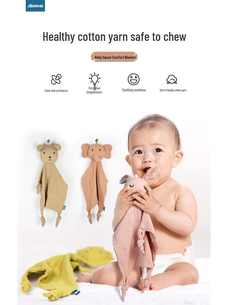 Aipinqi Dětská komfortní deka a bryndáček na slintání - Měkká bavlněná plyšová hračka na spaní