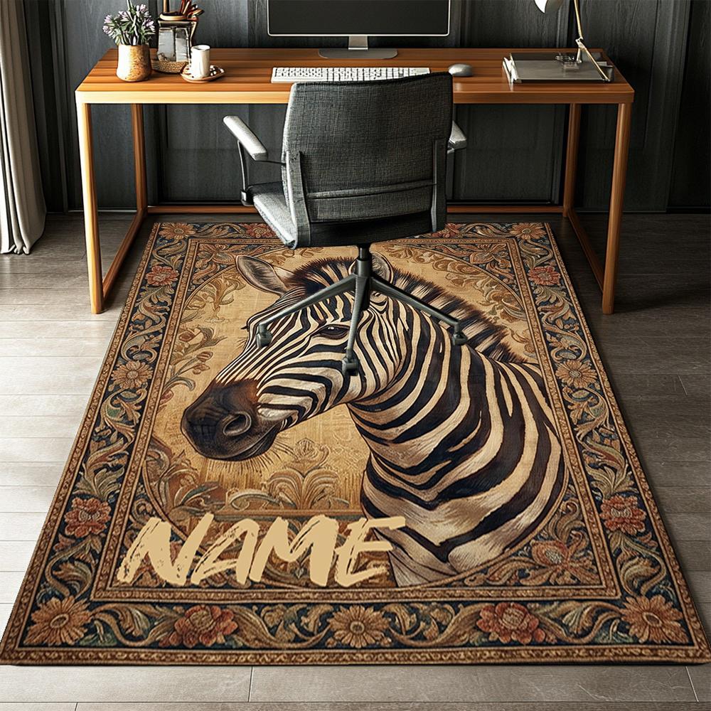 Custom Name LNTB002260915X1003==Zebra Printed Carpet,Rug for Office Chair Living Room Bedroom Kitchen Room Decor Gifts.