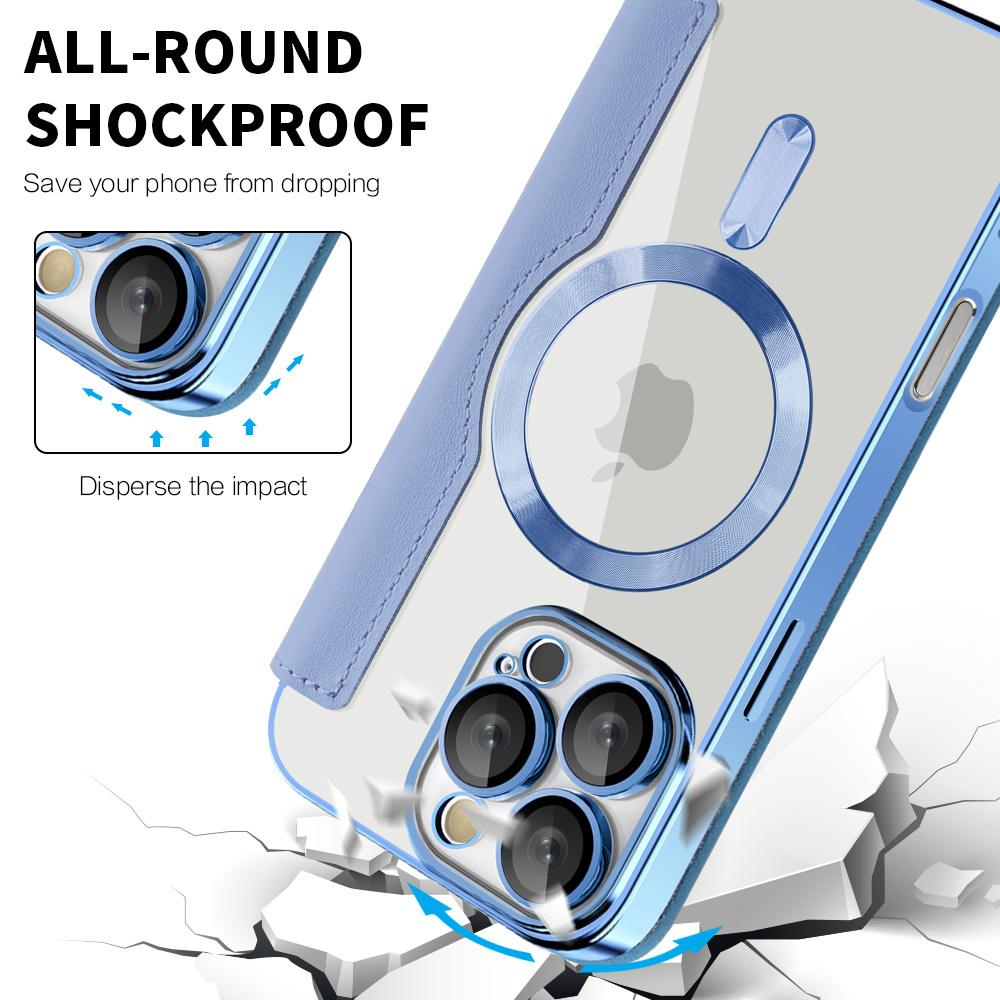 Luxury Transparent Flip Leather Wallet Magnetic Phone Case For iPhone 15 16 17 Pro Max 14 13 12 11 Card Bag For Magsafe Cover