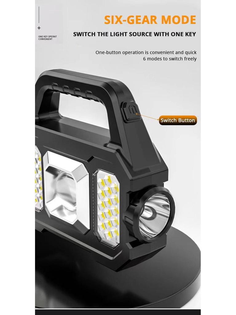 High-Power Waterproof Solar LED Camping Flashlight with Multifunctional COB