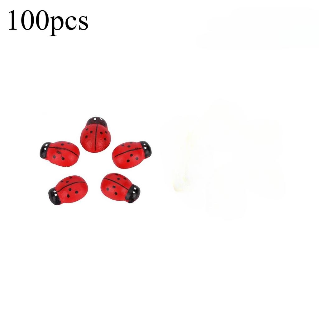 100/200pcs Mini Ladybugs and Bees-Wooden Caterpillars ,Craft Decor,For Scrapbooking,Spring Easter Party Decorations