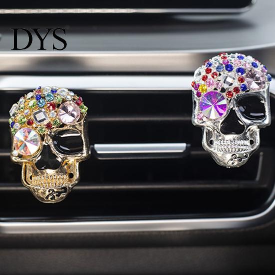 Skull Car Air Freshener Bling Vent Clips, Rhinestone Diffuser Clip, Shiny Personalized Outlet Decoration Conditioner Decoration, Funny Auto