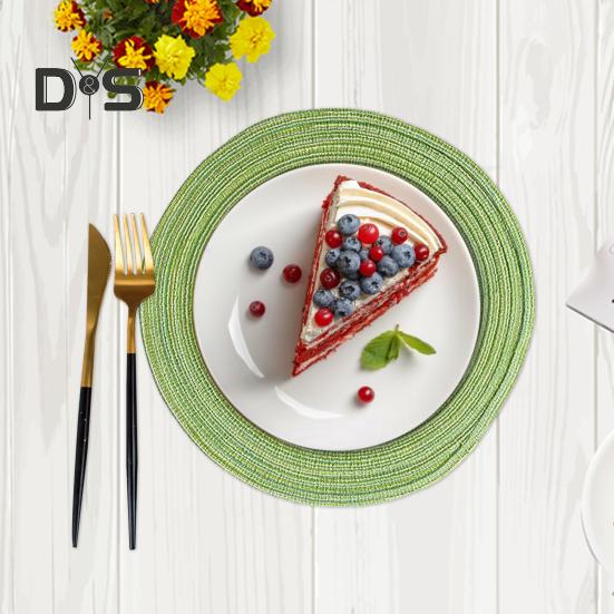 2 Pcs Anti-Slip Round Table Mat Set Woven Placemats Dining Table Non-Slip Coasters for Kitchen Heat Resistant Bowl Pads Drink Mats