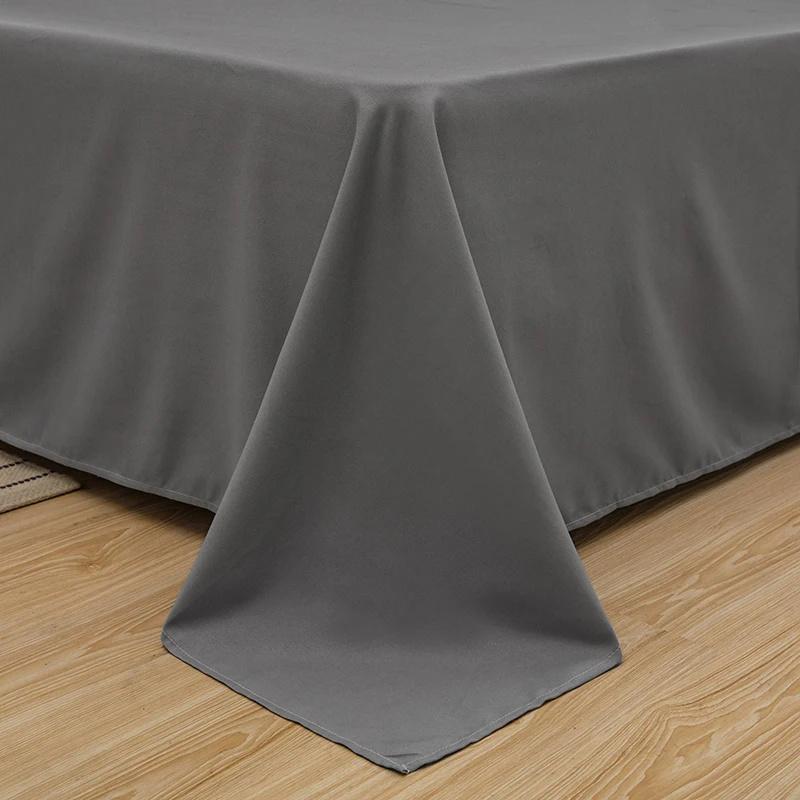 1PC Bed Flat Sheet for Double Bed Plain Solid Color Top Sheets Single/Queen/King Flat Bedsheets Soft Home Bed Linen Sheets