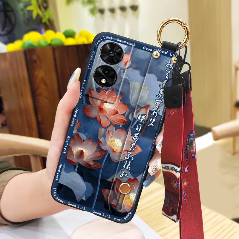 Weiche Hülle Schmutzabweisende Handyhülle Für TCL 505/T509K/T5094 Chinesischer Stil Wasserdicht Trageband Stoßfest Langlebig Ring